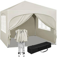 PAVILLON, Faltpavillon 3x3 m, mit 4 Seitenwänden, Grau - Beige, Metall (300/260/300cm) - Woltu