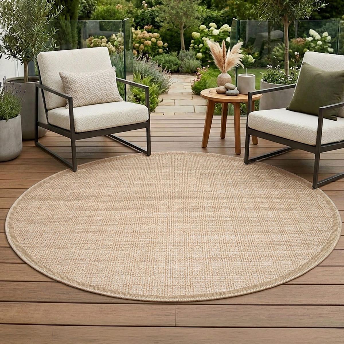 OUTDOOR-TEPPICH 791 Braun Wetterfest 200 cm Rund - Braun, Textil (200/200cm) - carpet city