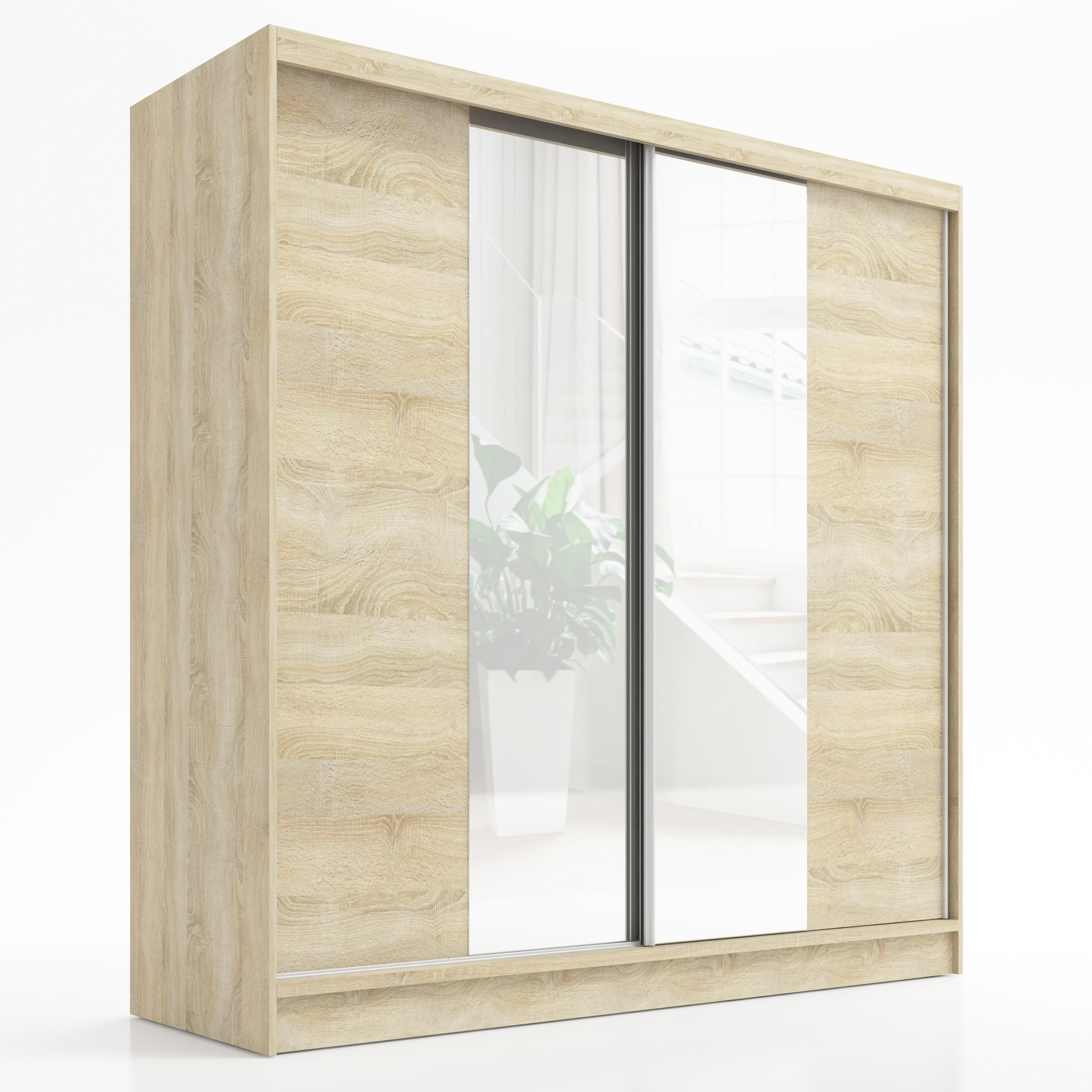 A&J MöbelLand Schwebetürenschrank Braun 200x215x60 cm