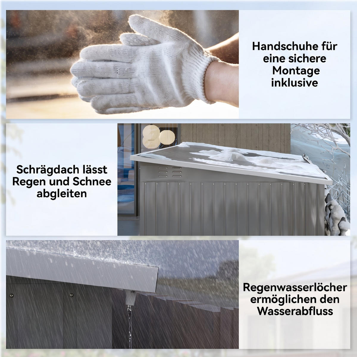 GARTENSCHUPPEN Verzinkter Stahl Hellgrau - Hellgrau, Metall (177/190/260cm) - Outsunny