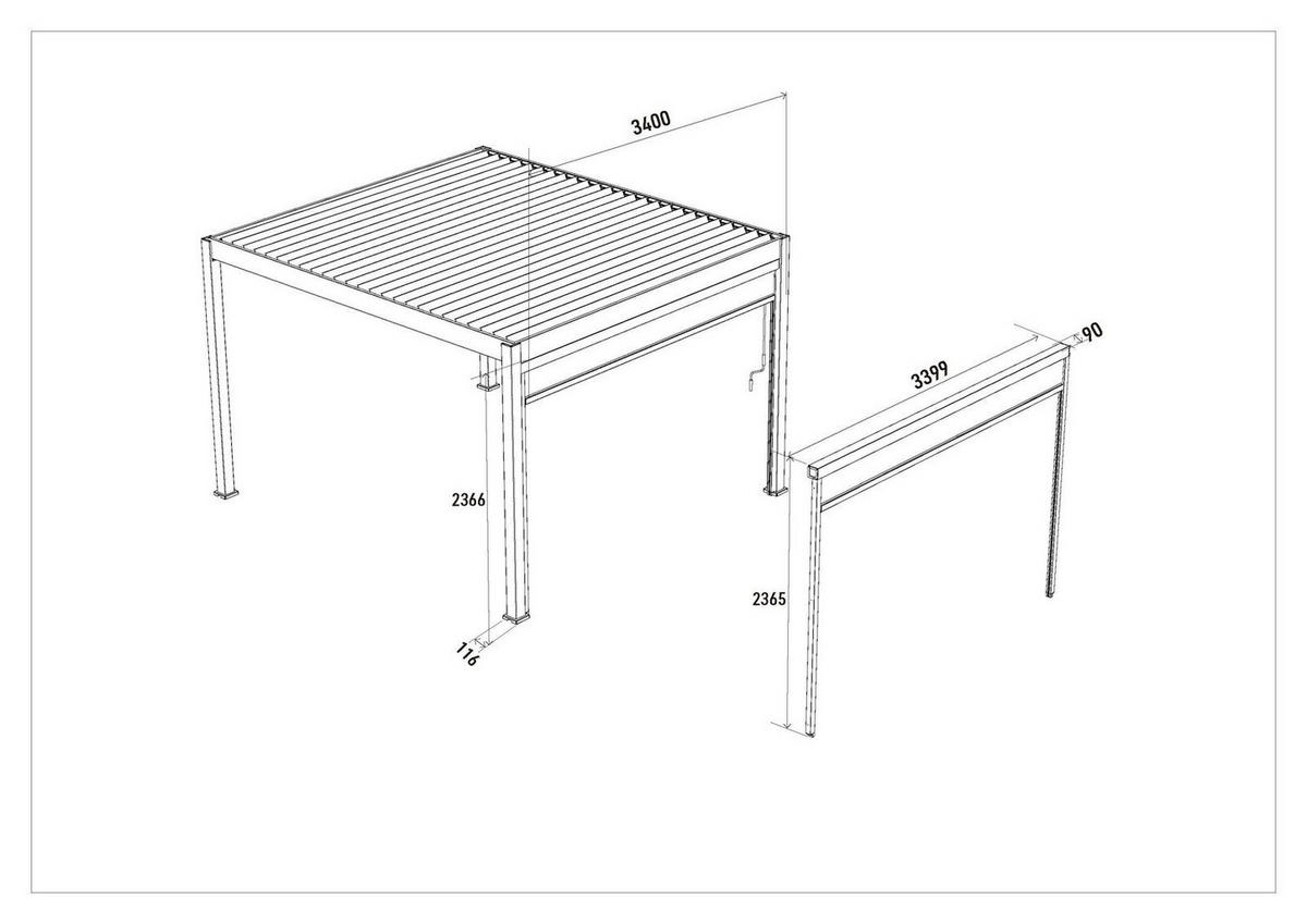 SONNENROLLO 4 Maße Graphitgrau für Deluxe Pergola - Anthrazit, Metall (360/236/4cm) - WEIDE