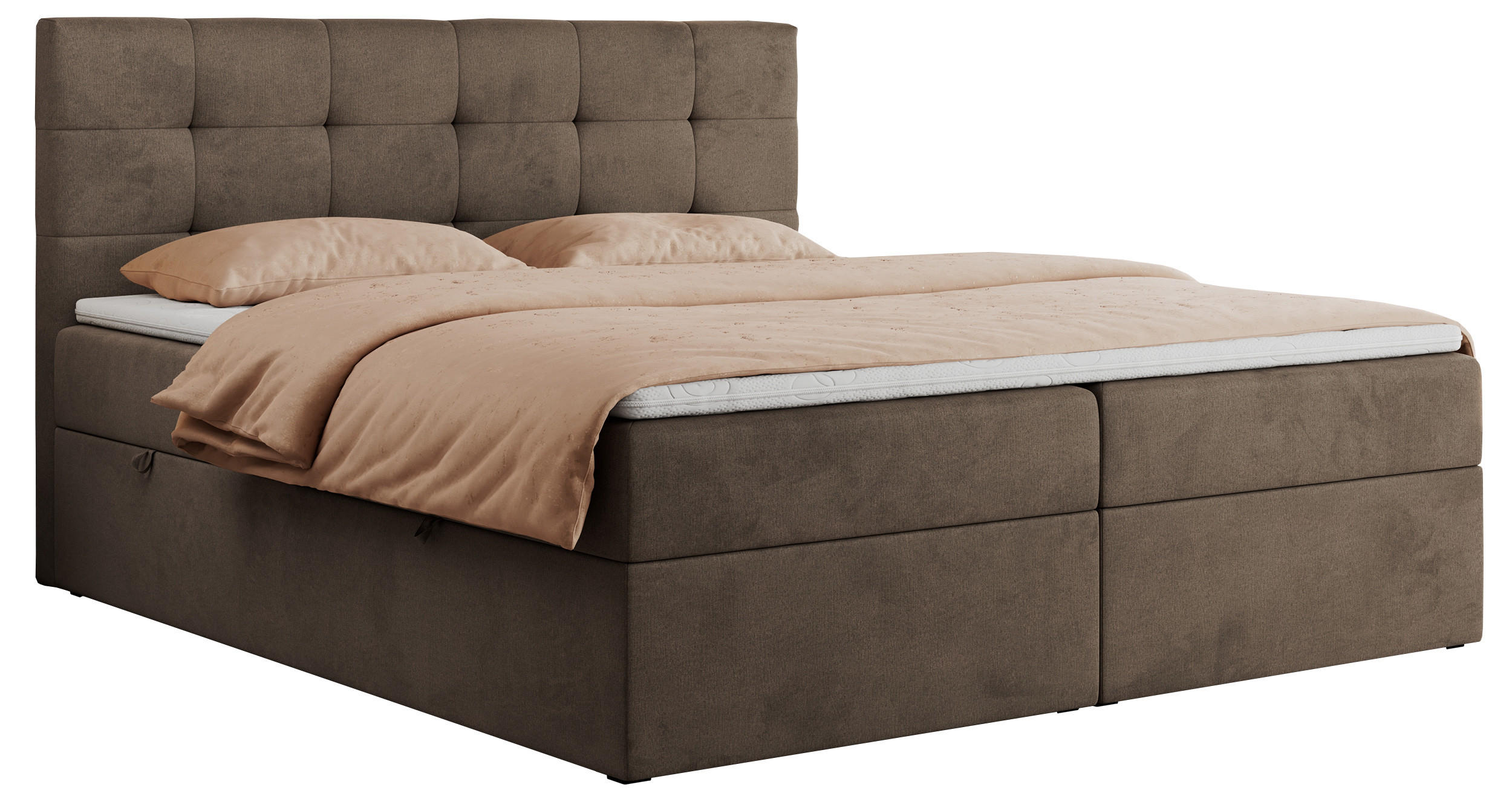 BOXBETT CENTO 140/200 Braun Velvet - H4 - Braun, Holz/Textil (140/200cm) - MKS