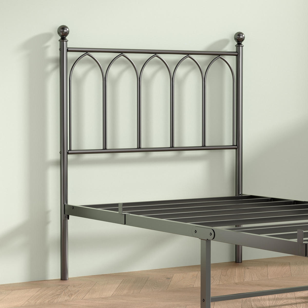 METALLBETT 90/200 mit Stauraum unter dem Bett Jugendbett mit Lattenrost, Schwarz - Schwarz, Metall (90/200cm) - STILVORA