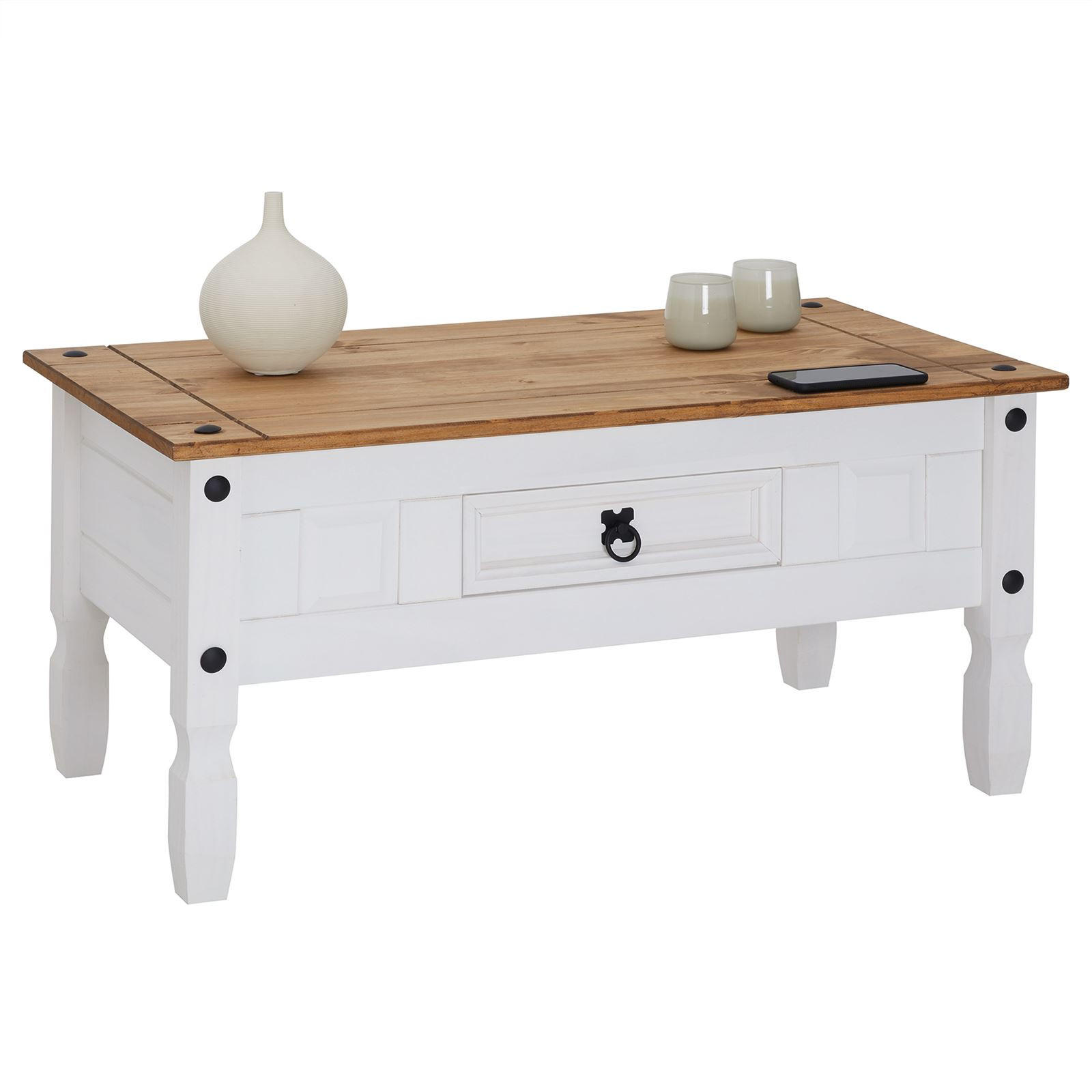 Idimex Couchtisch Weiß, Braun 95x45x50 cm