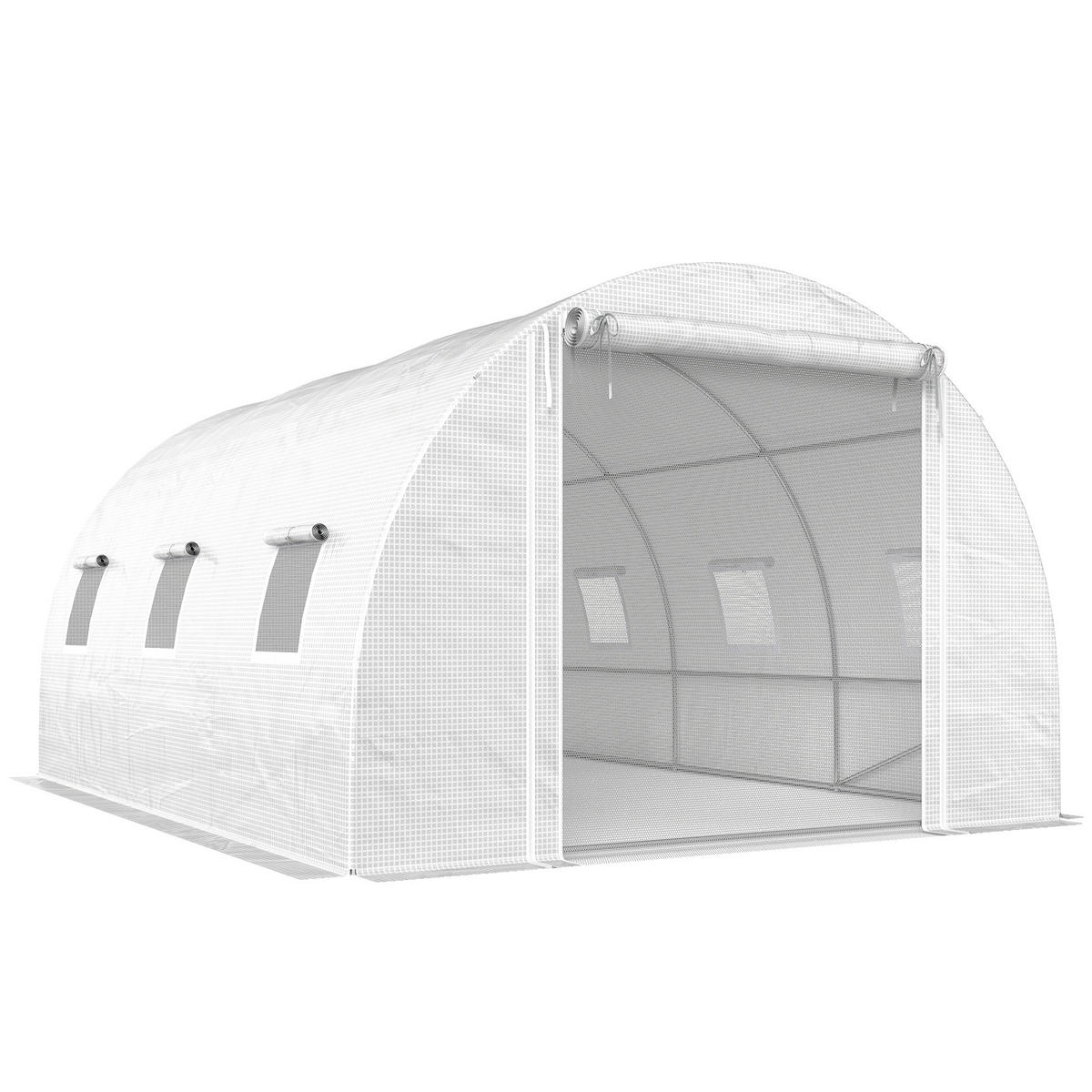 FOLIENGEWÄCHSHAUS PE Stahl Weiß - Weiß, Kunststoff (300/200/396cm) - Outsunny