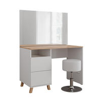 SCHMINKTISCH Karen Weiß/Artisan 110 cm mit Hocker - Weiß/Eiche Artisan, Holzwerkstoff (110/75/55cm) - Vicco