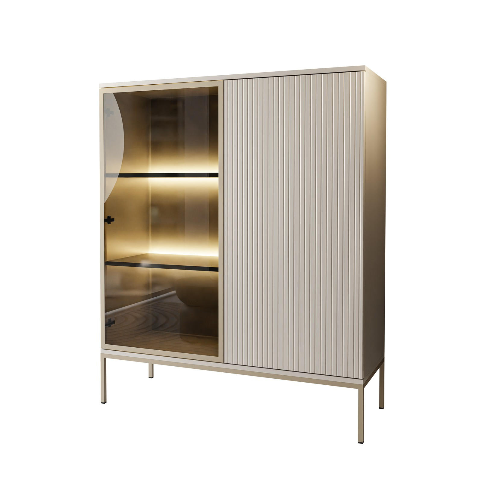 VITRINE ECLIPSE WT104 mit Beleuchtung,KASCHMIR - Kaschmir, Holzwerkstoff (104/126/39cm) - Lookway