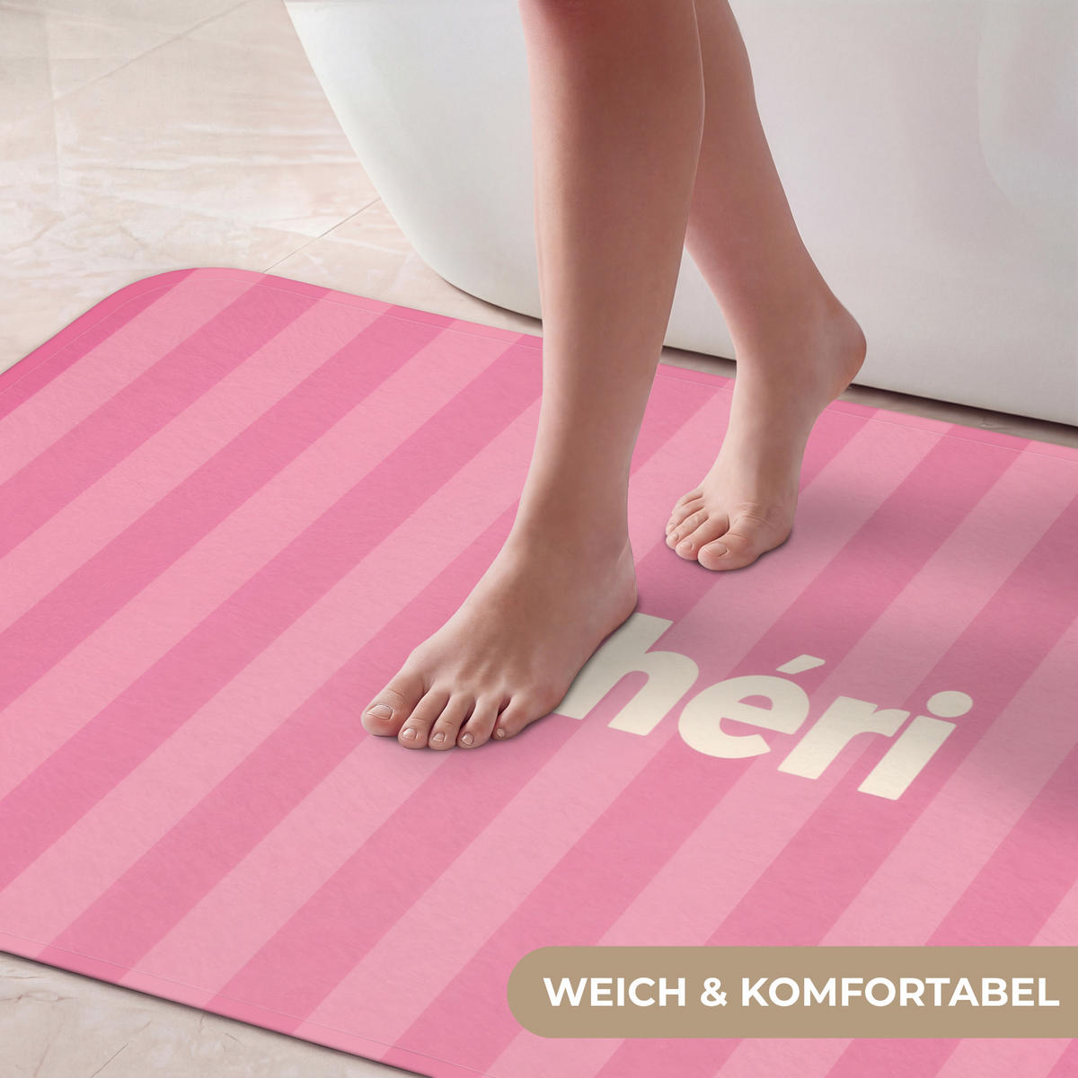 KOUPELNOVÁ PŘEDLOŽKA Pruhované - růžové - Chéri 120x60 cm - růžová, textil/plast (120/60cm) - OnlyWow