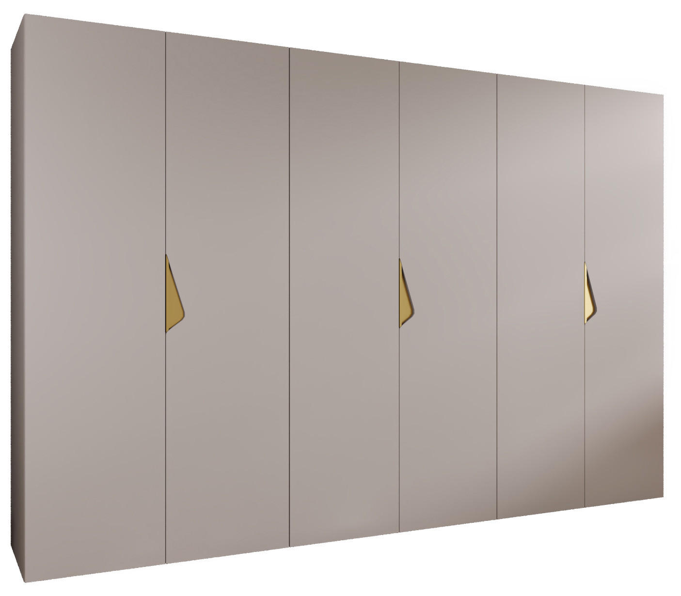 DREHTÜRENSCHRANK 202/300/52 6-türig - Beige/Goldfarben, Holz/Metall (300/202/52cm) - Abiks Möbel