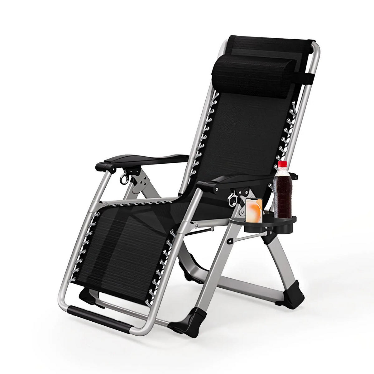 SONNENLIEGE Grau klappbar mit Kopfstütze - Grau, Textil/Metall (65/170cm) - Kaket