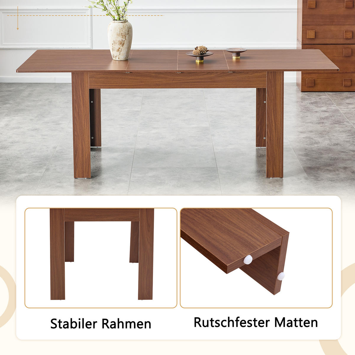 AUSZIEHTISCH Nussbaumfarben 220/88.5/77 cm - Walnussfarben, Holz (88.5/220/77cm) - PANGIVO