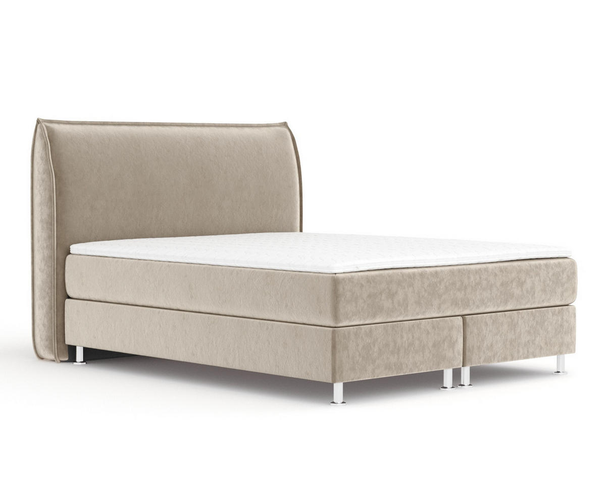 BOXSPRINGBETT Chermin Beige 200/200 cm mit Latex-Topper - Beige/Silberfarben, Holz/Holzwerkstoff (200/200cm) - Maison de Reve