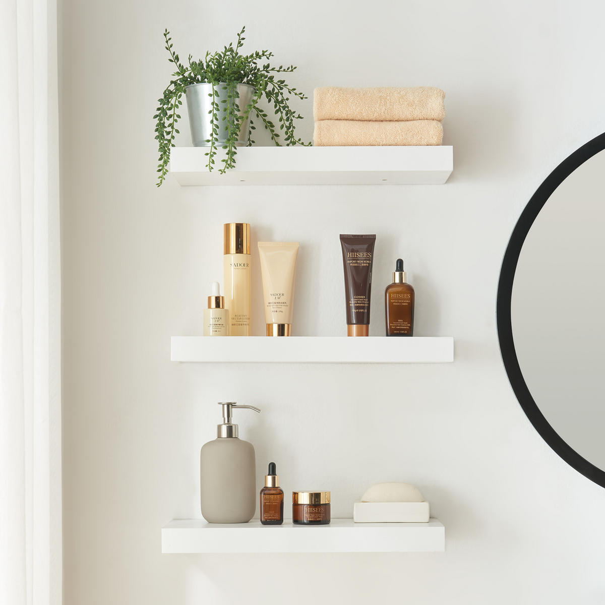 WANDREGAL-SET 3 TLG. Stranda - Weiß, Holzwerkstoff/Metall (17/4/40cm) - [en.casa]