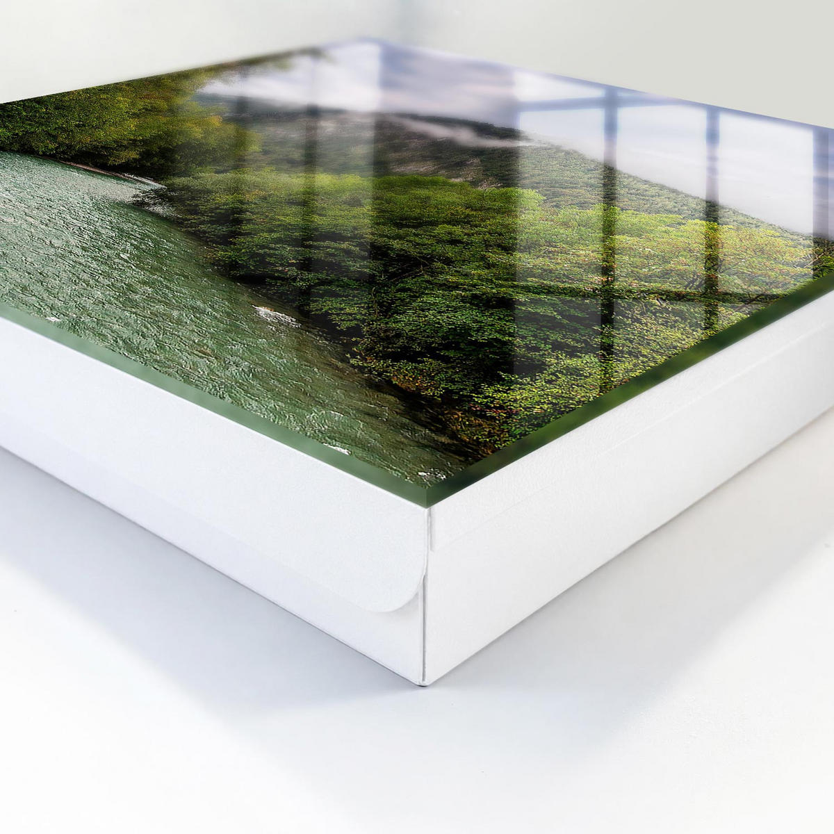SCHLÜSSELBOX Weiß 30x30 cm – Türöffnung nach rechts - Berglandschaft - Grün, Metall (30/30/5cm) - TULUP