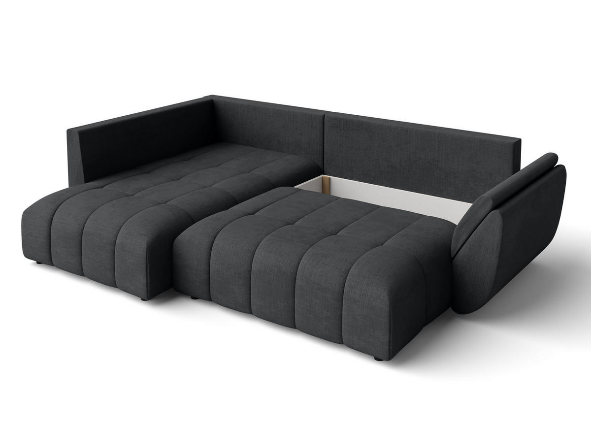 ECKSOFA L Form Corleone Dunkelgrau 266/182/91 cm mit Schlaffunktion - Dunkelgrau/Schwarz, Kunststoff/Textil (266/182cm) - AX Living