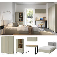 JUGENDZIMMER Laris Set A mit Bett 120 x 200 - Eukalyptus / Eiche Baltic Dune - Eukalyptusholzfarben/Eichefarben, Holzwerkstoff/Metall (90/50/195cm) - QMM TraumMöbel