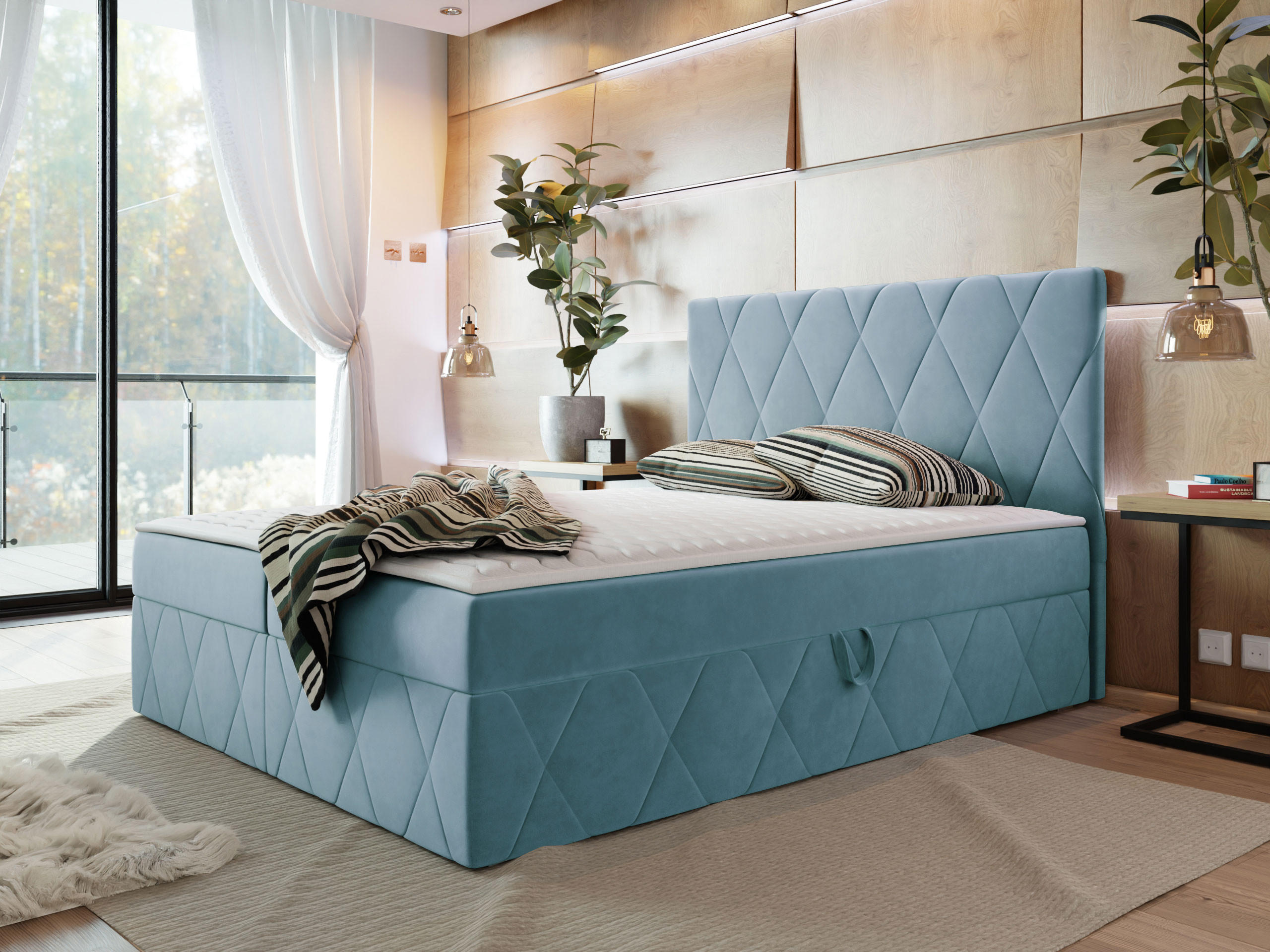 BOXBETT Simoti - Blau, Holzwerkstoff (140/200cm) - MIRJAN24