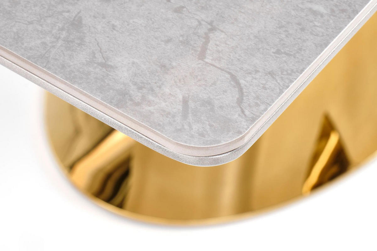 ESSTISCH Valenton grau Marmor / gold / Aschfarben 160-220 / 90 / 76cm - Goldfarben/Grau, Holz/Keramik (90/220/76cm) - Feldmann-Wohnen