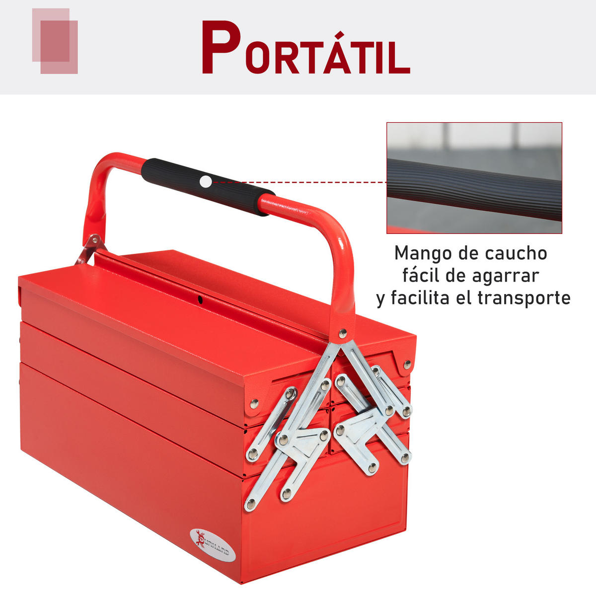 WERKZEUGKASTEN, Faltbarer Stahlkoffer mit 5 Ablagen, Rot - Multicolor, Kunststoff (20/34.5/45cm) - FORIOUS