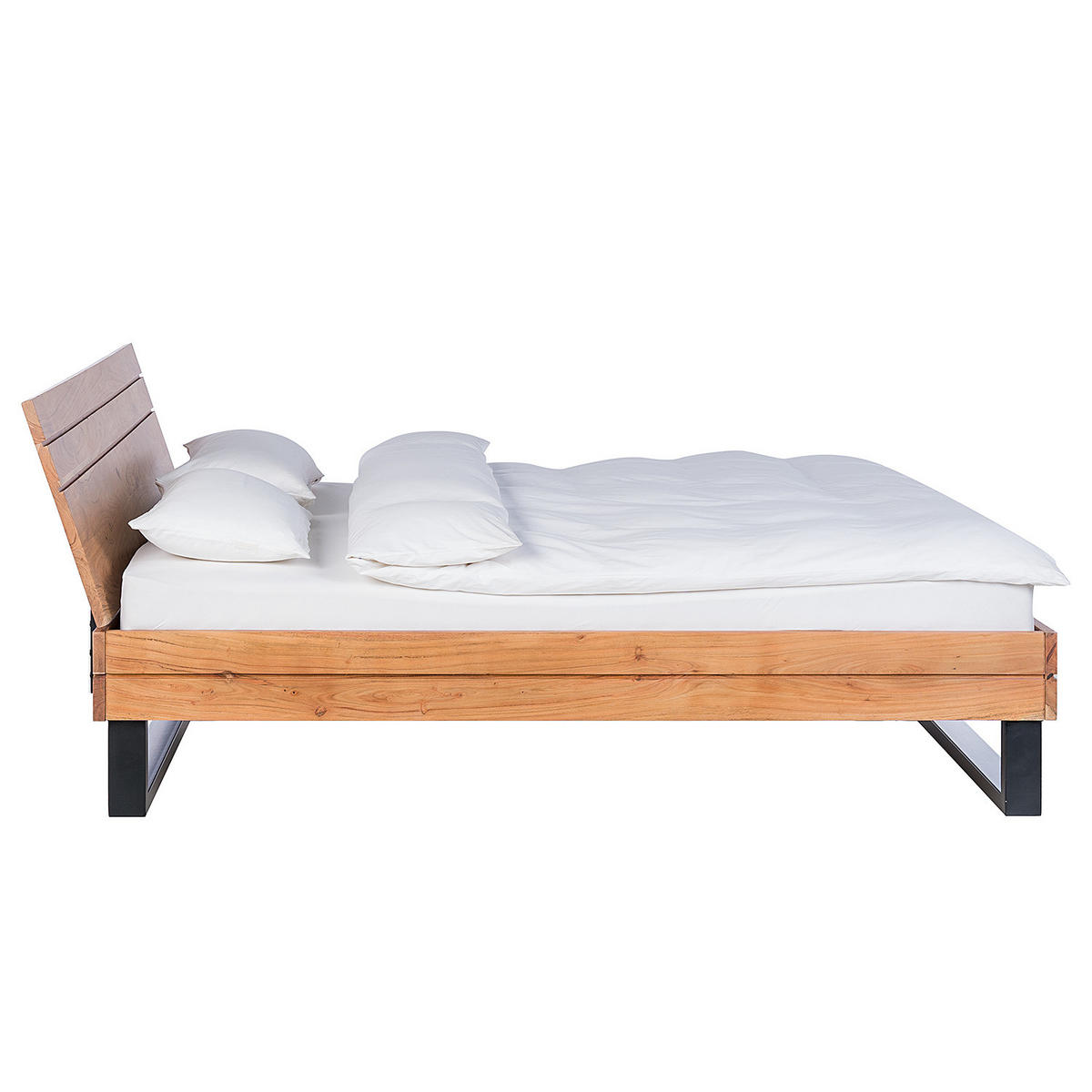 MASSIVHOLZBETT - Akazie massiv - Akaziefarben, Holz (180/200cm) - home24