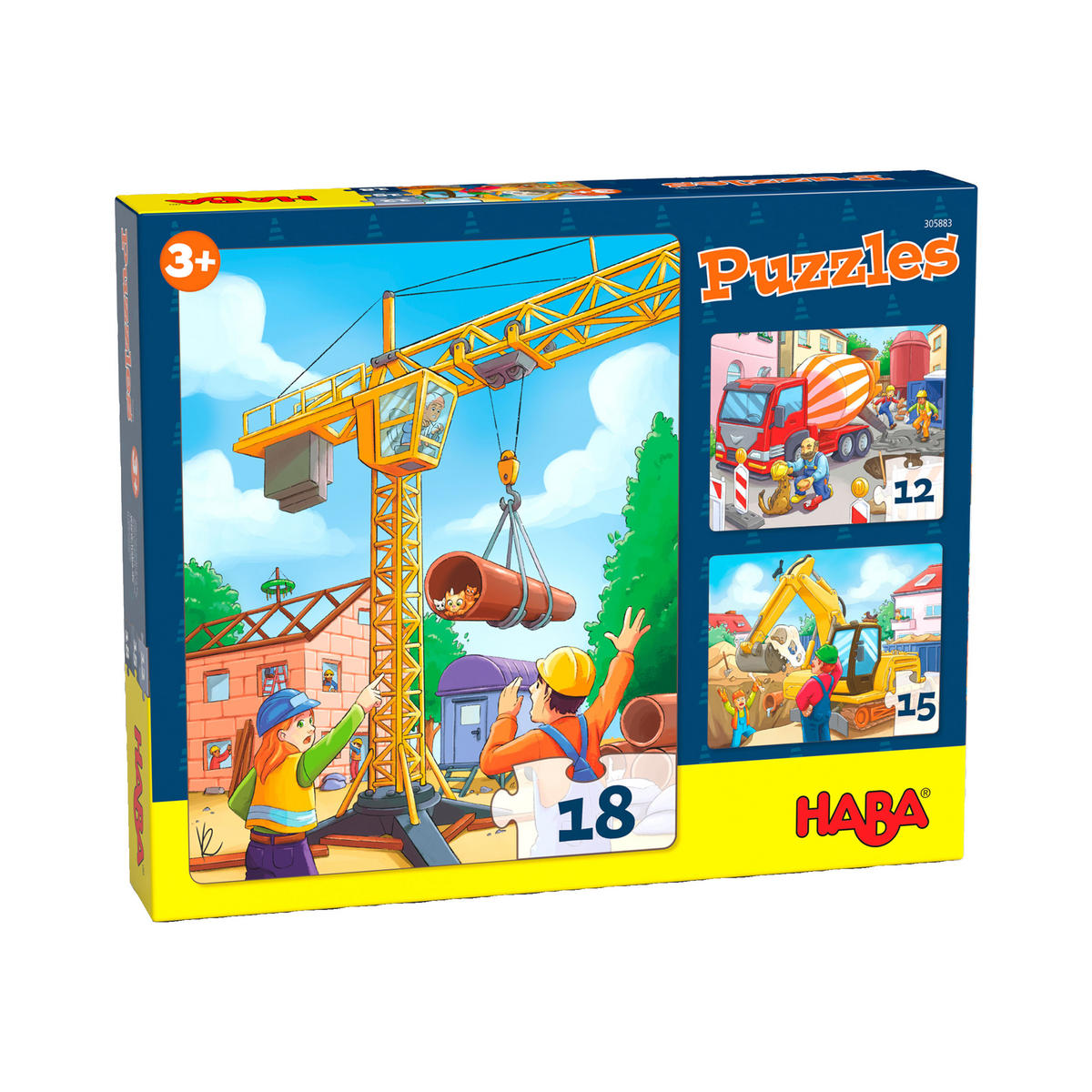 PUZZLE Baustellenfahrzeuge, ab 3 Jahre - Multicolor, Naturmaterialien (24/5.1/29cm) - Haba