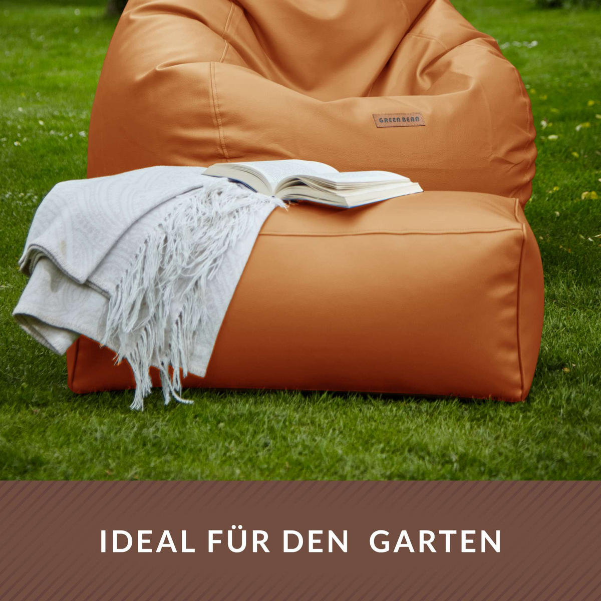 SITZSACK-HOCKER 70x33x28cm - KUNSTLEDER - Cognac, Textil (33/28/28cm) - Green Bean