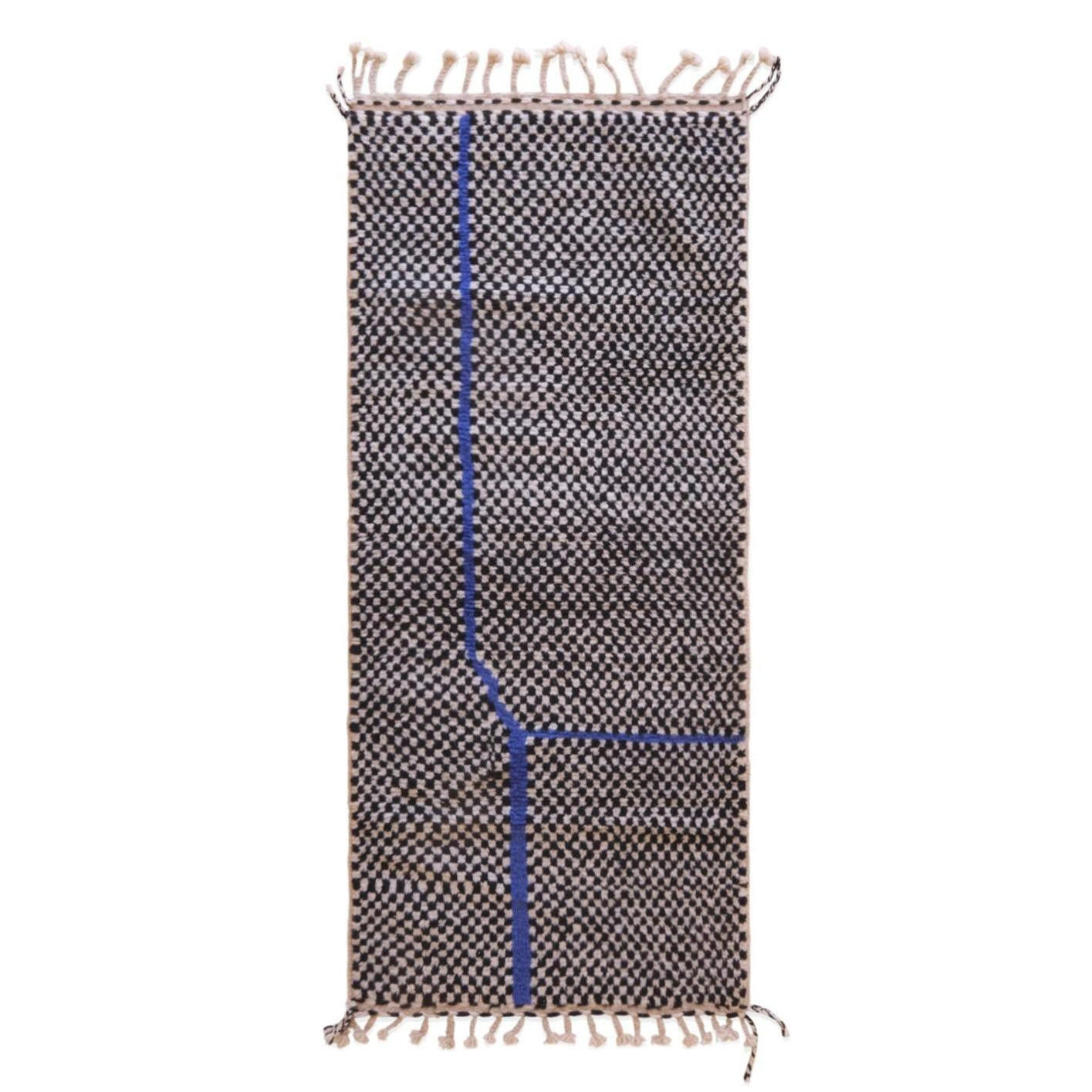 BERBERTEPPICH modern kariert 95x 210 cm - Schwarz, Naturmaterialien (95/210cm) - AFK Living