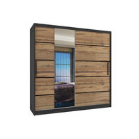 SCHWEBETÜRENSCHRANK Verona MBP, Schwarz/Goldbraun Matt, 200 cm, mit Spiegel - Braun, Holz (200/216/60cm) - B BELINI GROUP