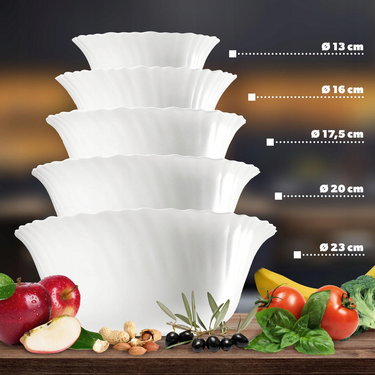 SALATSCHÜSSEL aus Glas, 21 cm, weiß - Weiß, Glas (21cm) - KADAX