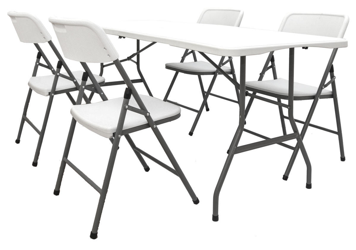 GARTEN-SITZGRUPPE für 4 Personen, 120/70cm, Weiß - Weiß, Kunststoff - Amanka