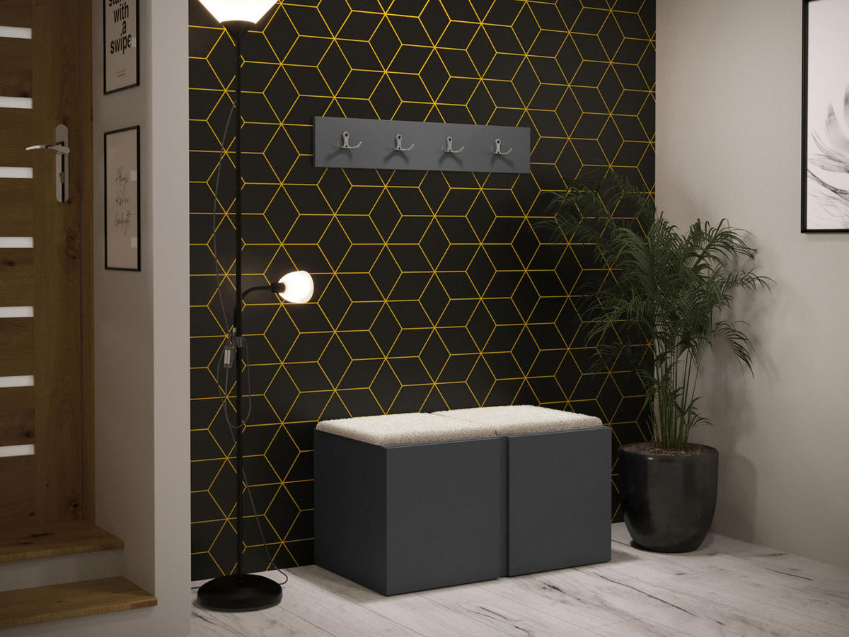 GARDEROBEN-SET Orion VI - Creme/Graphitfarben, Holzwerkstoff/Kunststoff (84/42/46cm) - MIRJAN24