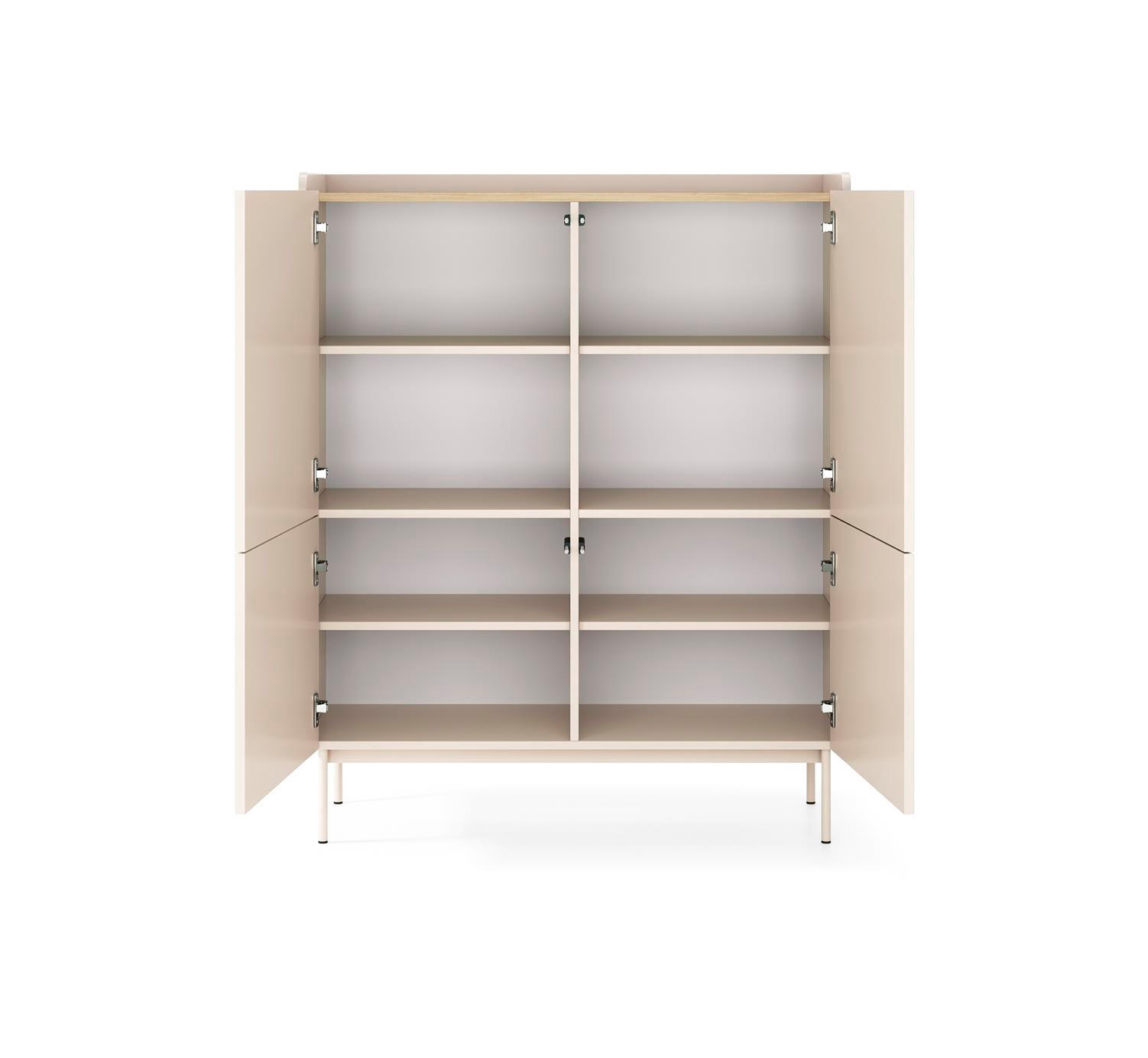 HIGHBOARD Levant Beige, Hochkommode - Beige, Holzwerkstoff (103/126/38cm) - Bettso