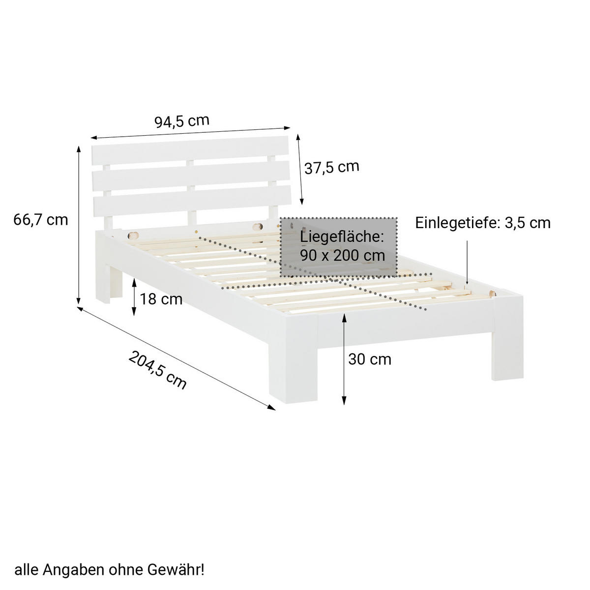 HOLZBETT mit Stauraum 90/200 cm weiss - Weiß, Holz (90/200cm) - Homestyle4u