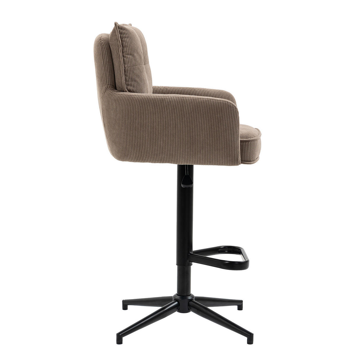 BARSTUHL - 2er-Set - Höhenverstellbar - Cord / Eisen - Braun, Textil/Metall (54/100/58cm) - home24