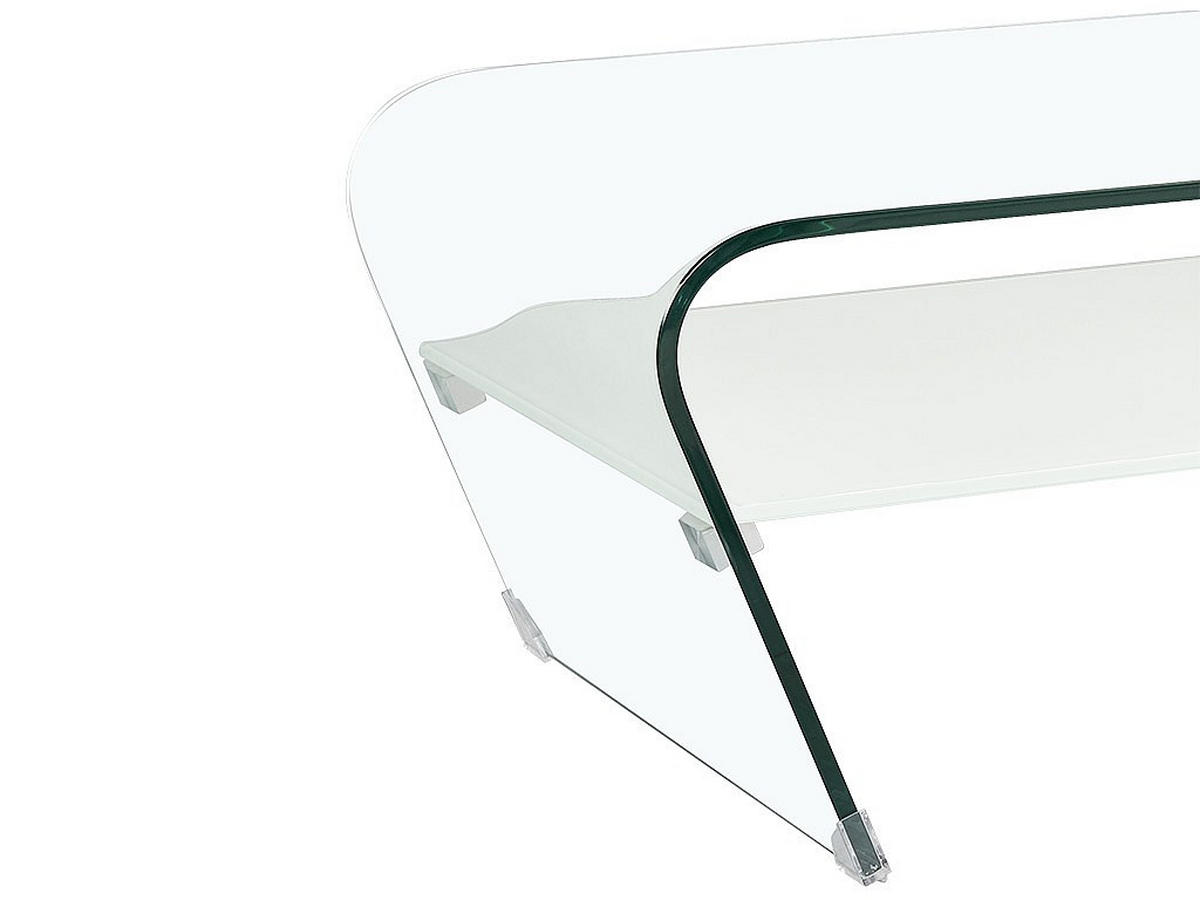 COUCHTISCH mit Ablage - mit Ablage - Weiß - KELLY - Transparent, Glas (120/60/37cm) - Vente-Unique