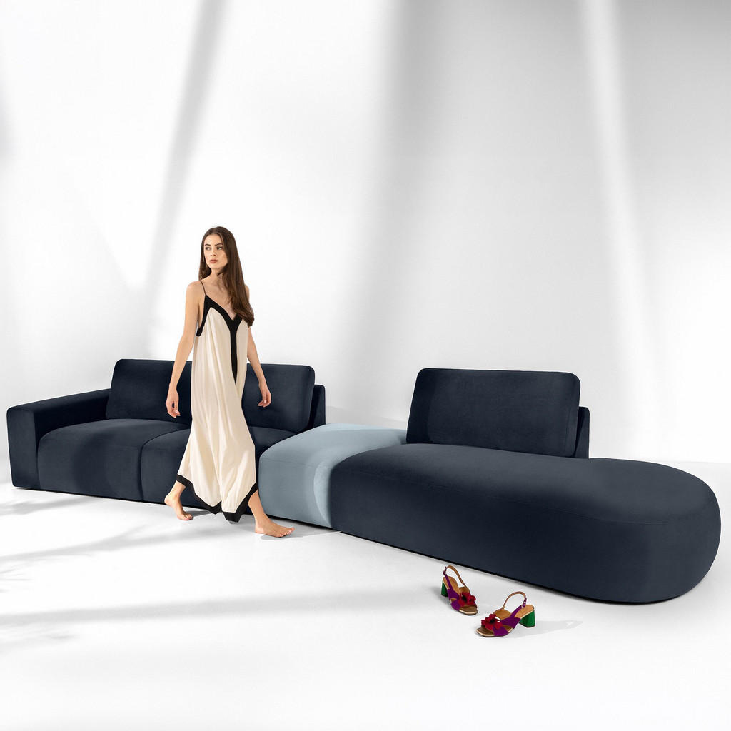 Thumbnail - Konsimo® 5-Sitzer, Blau, Textil, L-Form, 430x84x105 cm, Wohnzimmer, Sofas & Couches, Sofas, Bigsofas