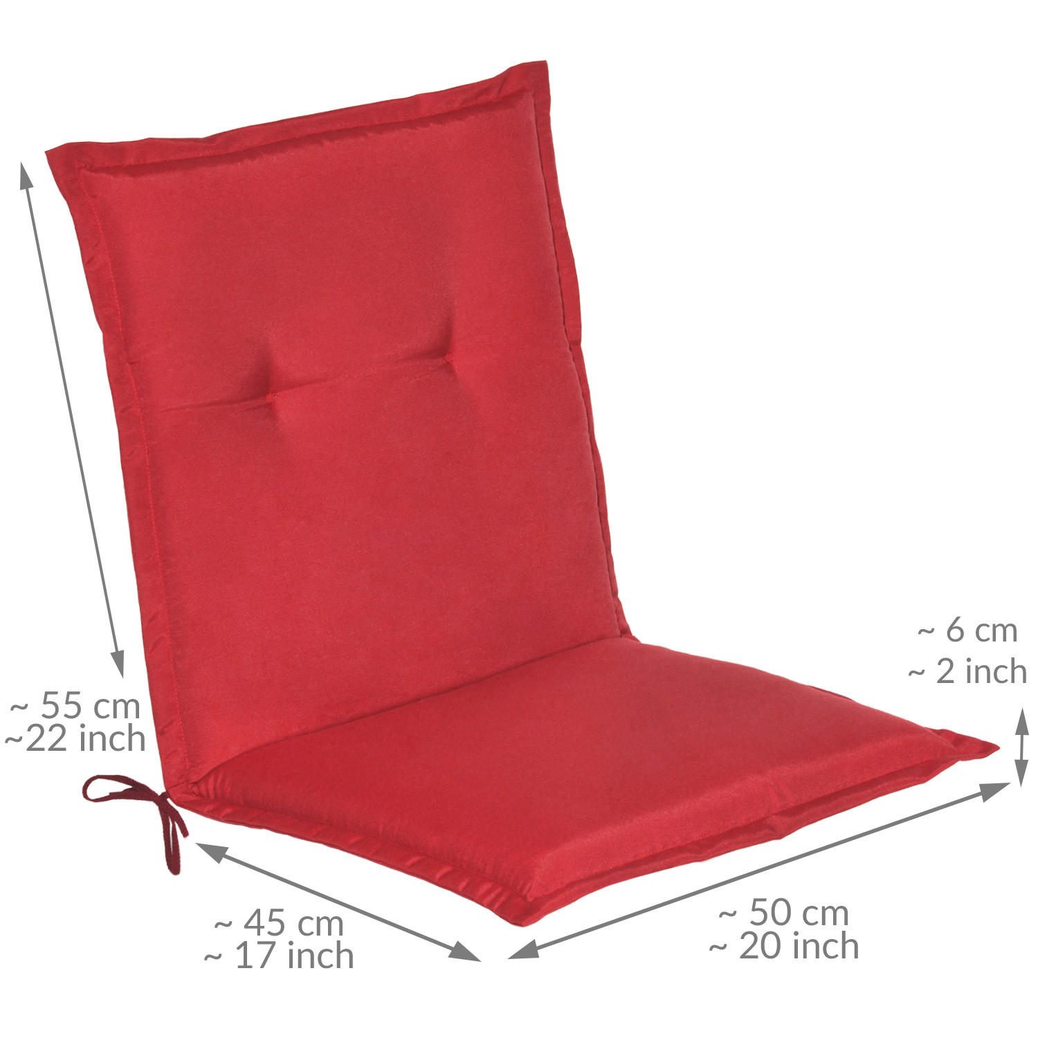 Beautissu Niederlehnerauflage Rot 50x6x100 cm