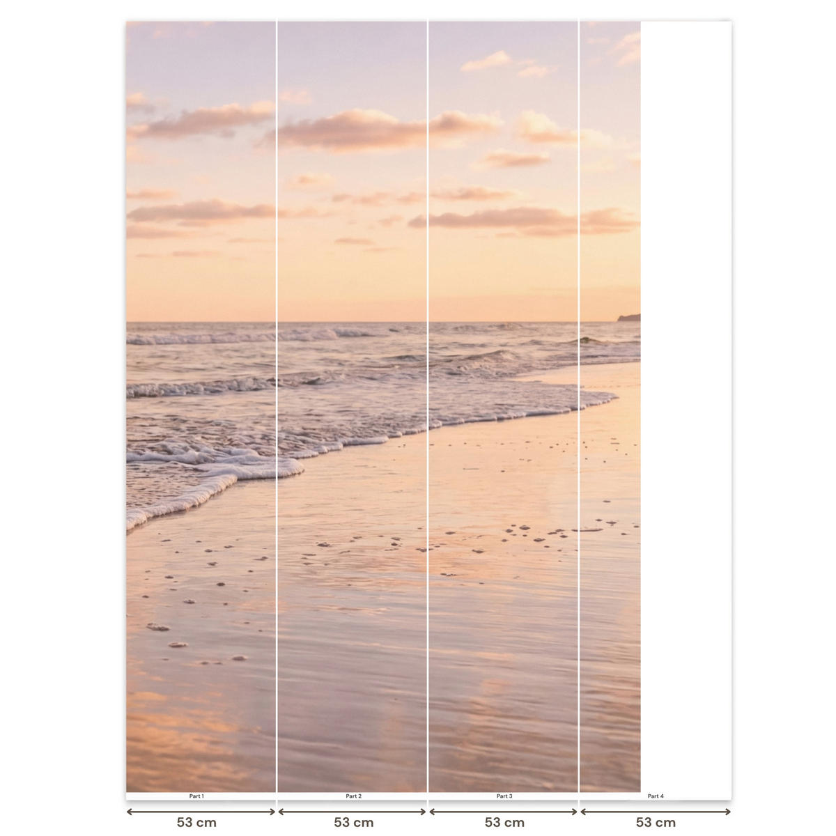 TAPETE - Strand - Brandung - Wolken - 180x280 cm - Hellrosa, Papier (180/280cm) - OnlyWow