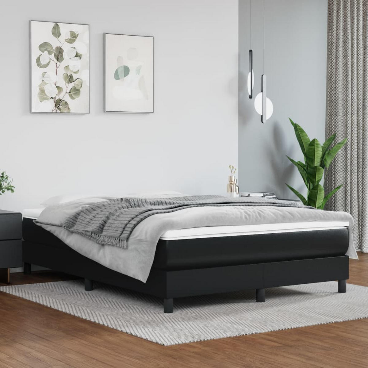 BOXSPRINGBETTGESTELL SCHWARZ 140X200 CM KUNSTLEDER - Schwarz, Leder - vidaXL