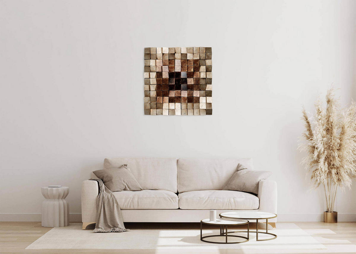 HOLZBILD Lustrous Pixel - Braun, Holz/Kunststoff (76/76cm)