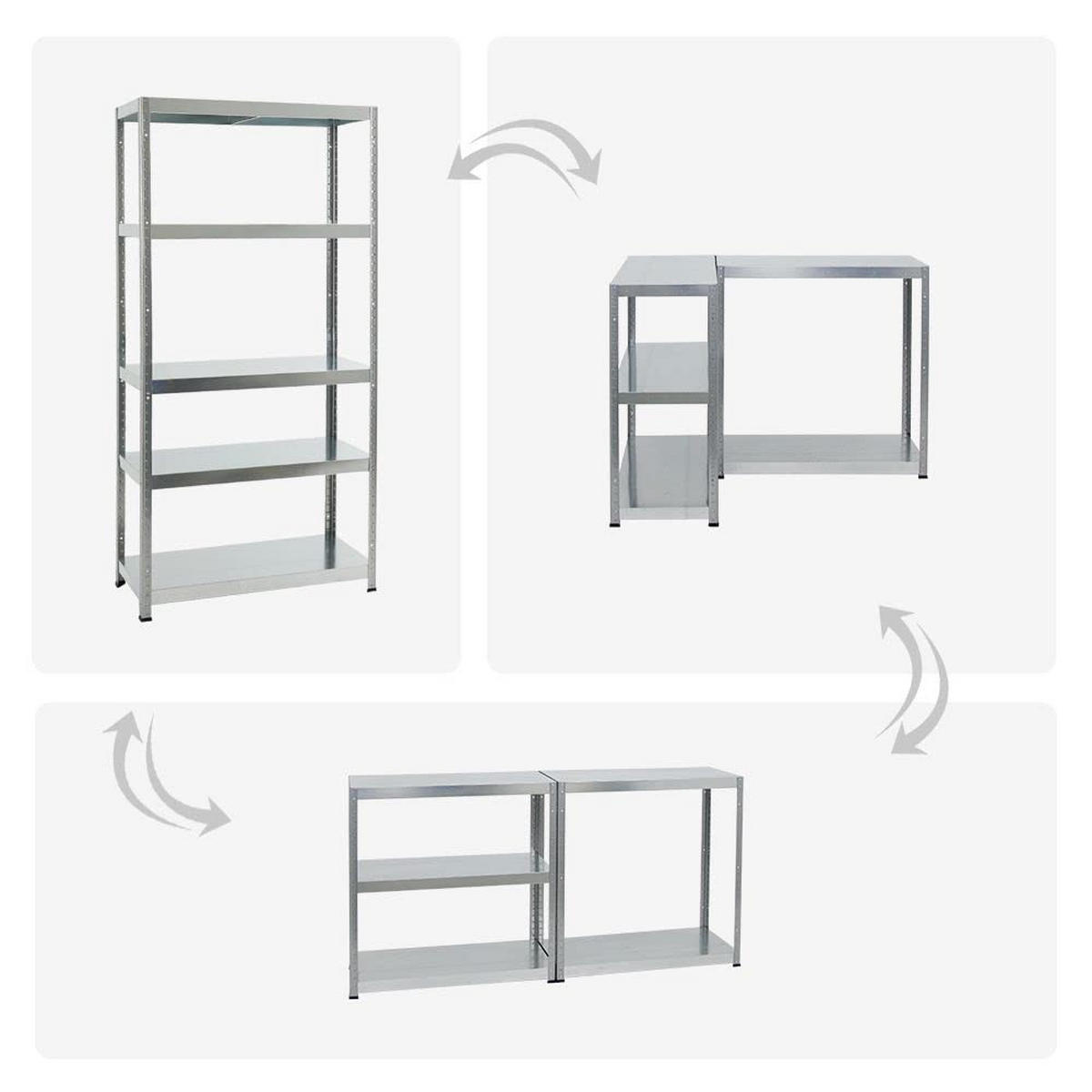 SCHWERLASTREGAL Steel Eagle 2er-Set mit 2x 180x90x40 cm Fachlast 130 kg Verzinkt - Silberfarben, Metall (180/180/40cm) - PROREGAL