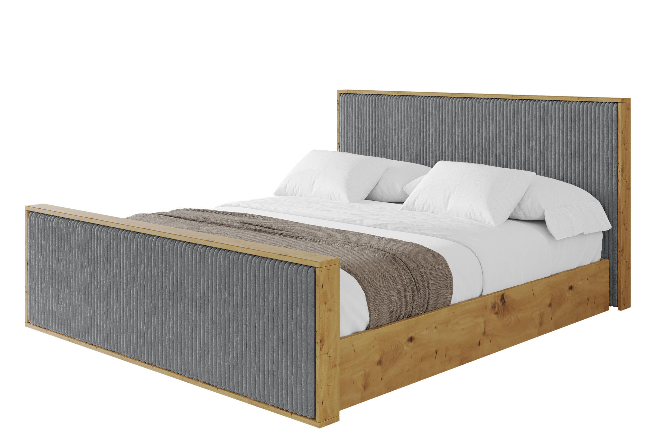 POLSTERBETT mit Bettkasten und Lattenrost, Boxbett mit Stauraum und Kopftei ohne Matratze - ENZO10 160x200 Dunkelgrau - Dunkelgrau, Holzwerkstoff/Textil (160/200cm) - ALTDECOR