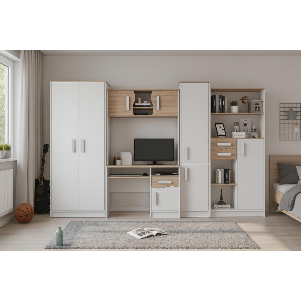 Thumbnail - Deine Möbel 24 Kinderzimmer, Weiß, Holz, 300x197x52 cm, Kinder- & Jugendzimmer, Jugendmöbel, Komplette Kinder- & Jugendz...