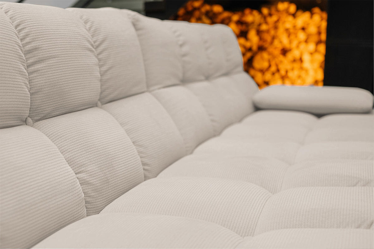 ECKSOFA VIVIEN Beige Cord - Beige/Schwarz, Kunststoff/Textil (290/178cm) - KAWOLA