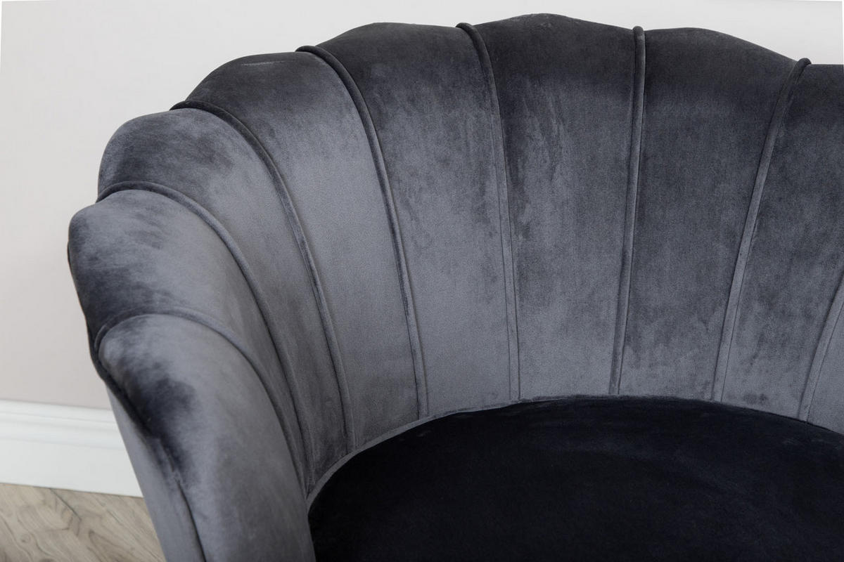 SESSEL Nice Velours Grau - Grau, Textil/Metall (83/75/76cm) - ebuy24