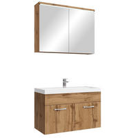 BADMÖBEL-SET Paso 3 Teile Eiche - 80 x 35 x 55 cm - Eichefarben, Holz (80/55/40cm) - Badplaats