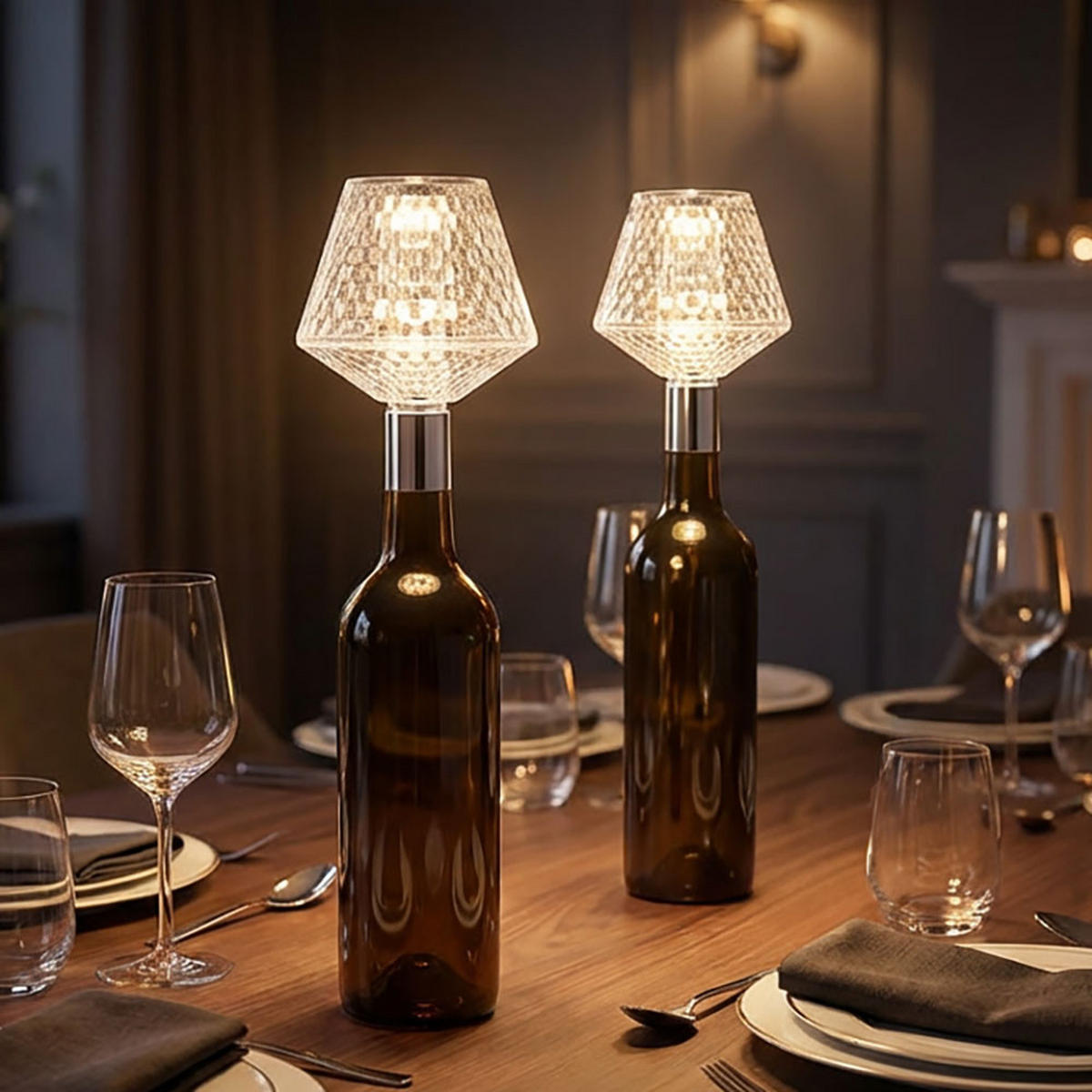 2X LED TISCHLEUCHTE Kristalloptik Klar - Klar, Kunststoff (12/12/15.5cm) - Globo Lighting