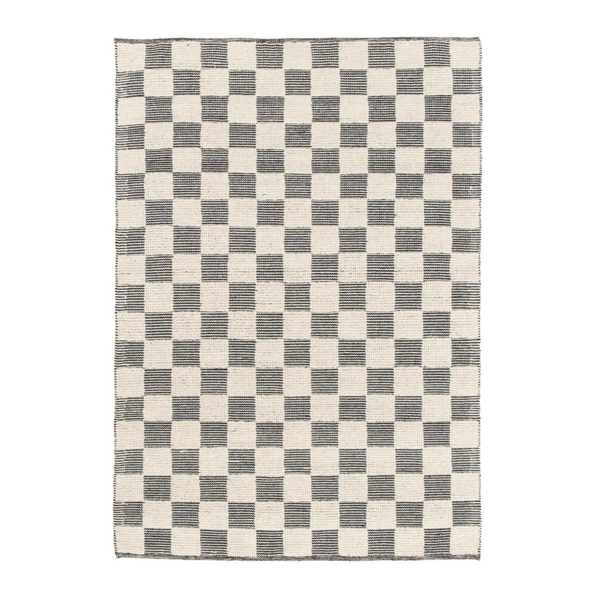 TEPPICH handgefertigt Baumwolle Wolle schwarz - Schwarz, Naturmaterialien (120/170cm) - AFK Living