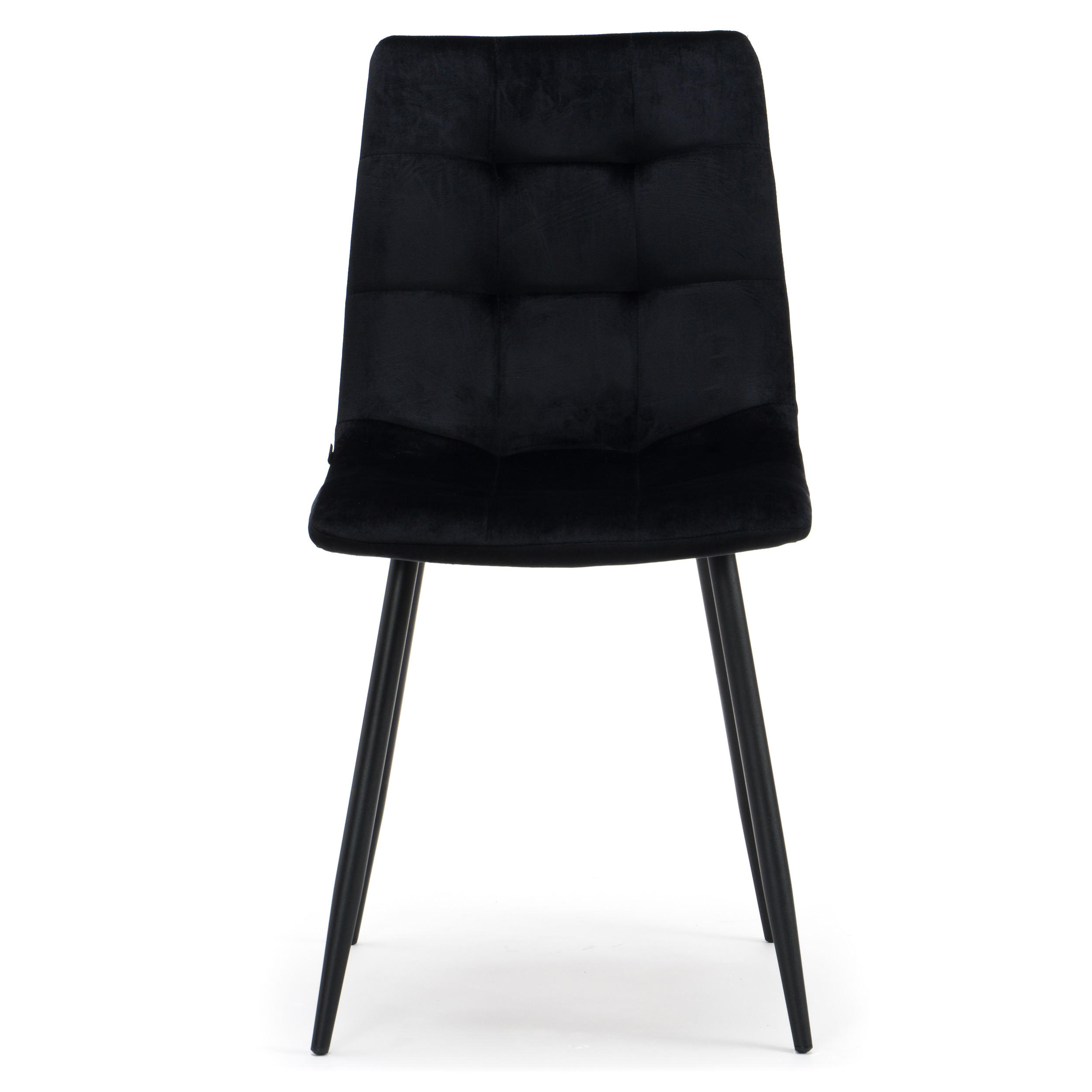 STUHL PARMA gepolsterter mit Steppung - schwarz - Samt Velour - Schwarz, Textil/Metall (45/88/55cm) - NEW HOME