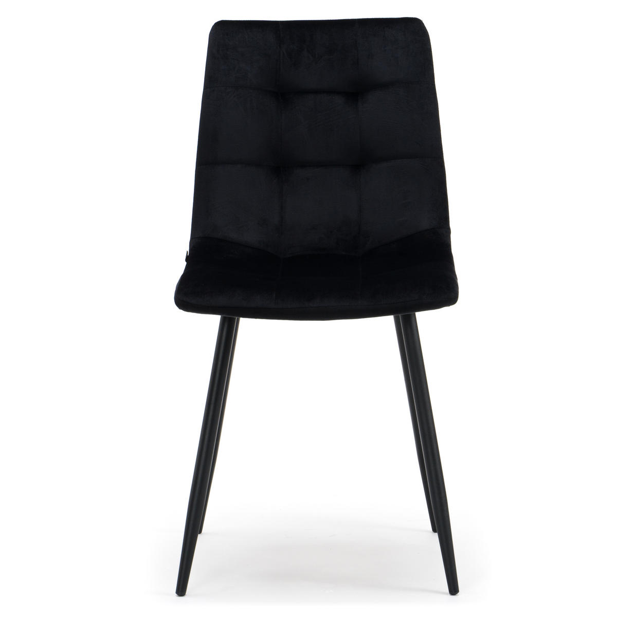 STUHL PARMA gepolsterter mit Steppung - schwarz - Samt Velour - Schwarz, Textil/Metall (44/89/45cm) - NEW HOME